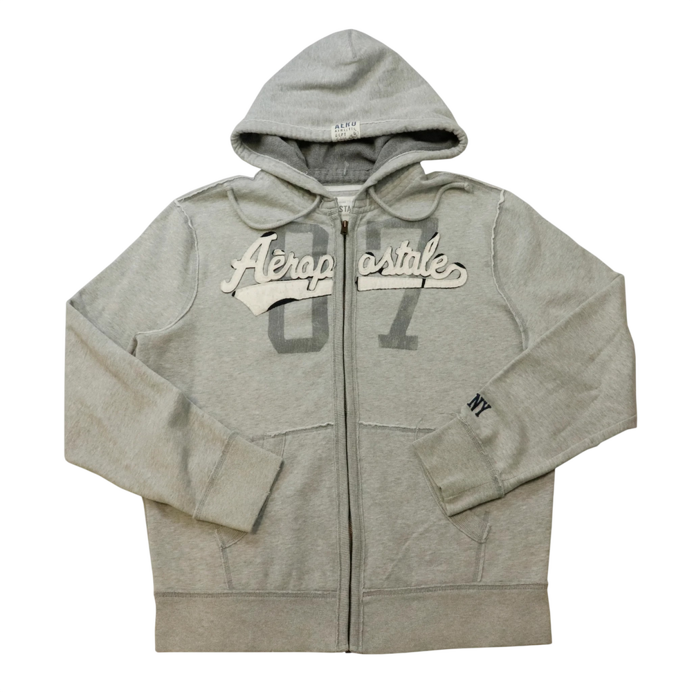 Vintage Aeropostale Gray ZIP Up Hoodie Size L